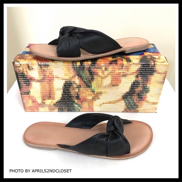 JEFFREY CAMPBELL BLACK LEATHER SLIDES SANDALS A2C - Picture 7 of 8